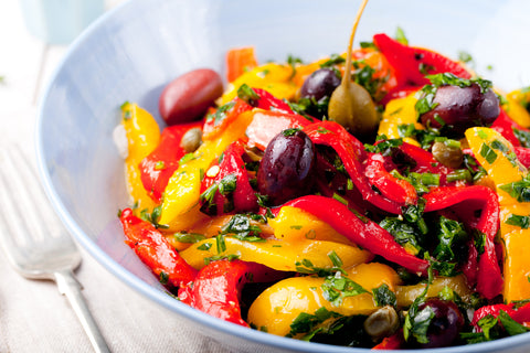 Foods rich in Vitamin C, such as bell peppers, benefit the skin