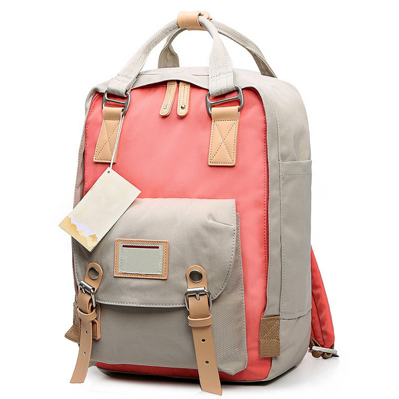 women canvas casual patchwork backpack