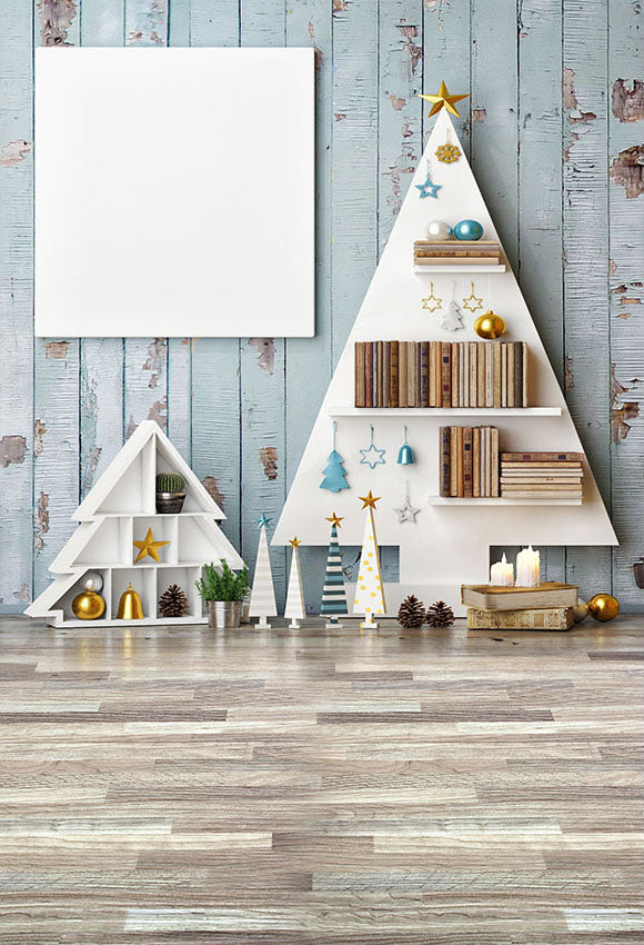 Shop Christmas Tree Shaped Bookshelf Shabby White Wooden Planks