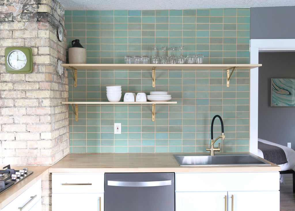light seafoam green kitchen tile