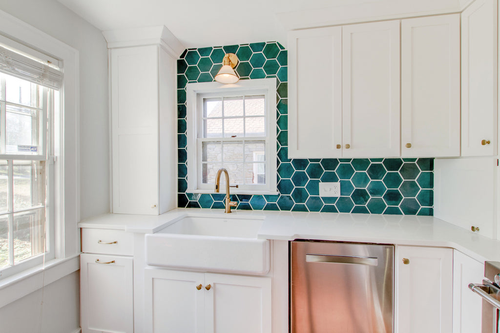 boho bungalow blue green tile