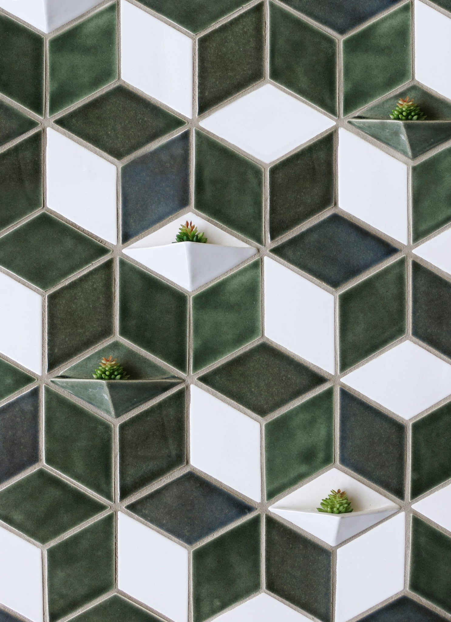 Diamond Tiles with Plant Holders