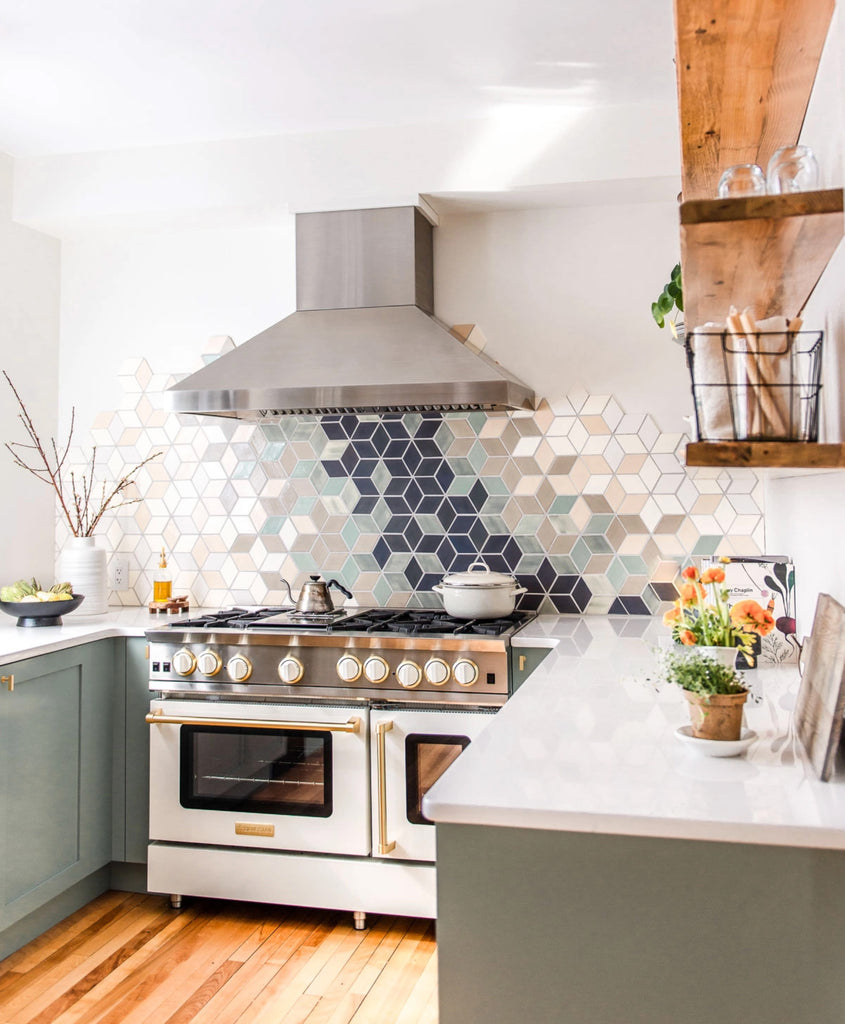 diamond tile ombre backsplash