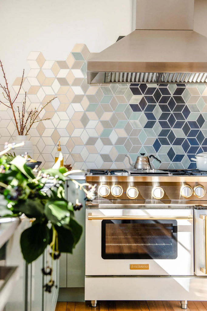 diamond tile ombre backsplash