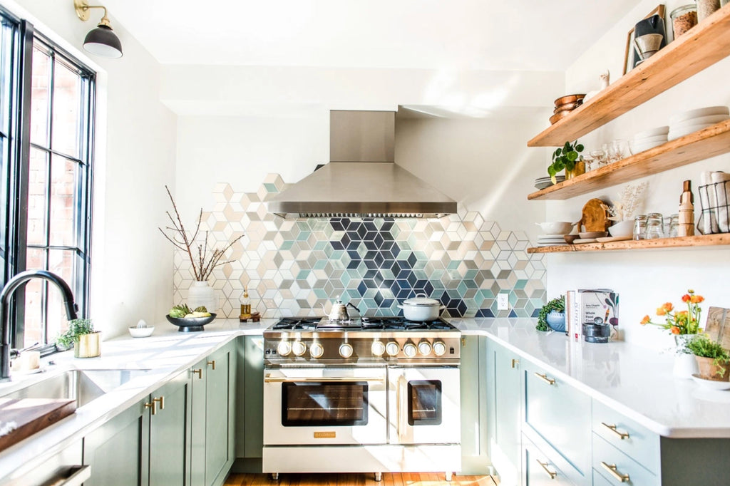 diamond tile ombre backsplash