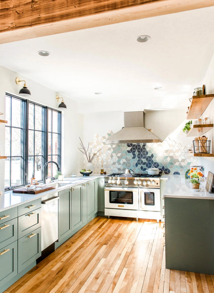 diamond tile ombre backsplash