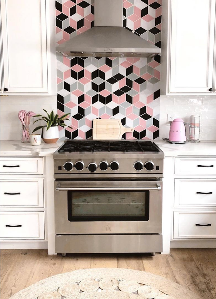 Pink Handmade Diamond Tile Backsplash