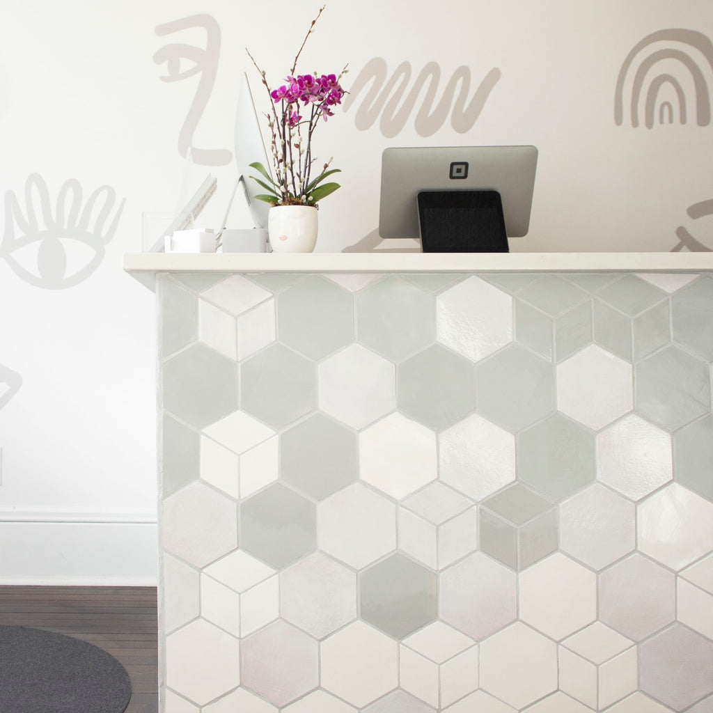 Ombre Hexagon Tiled Reception Desk
