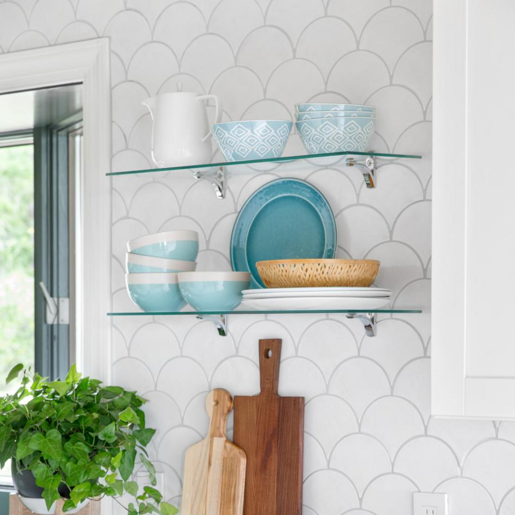 Large White Moroccan Fish Scale Backsplash