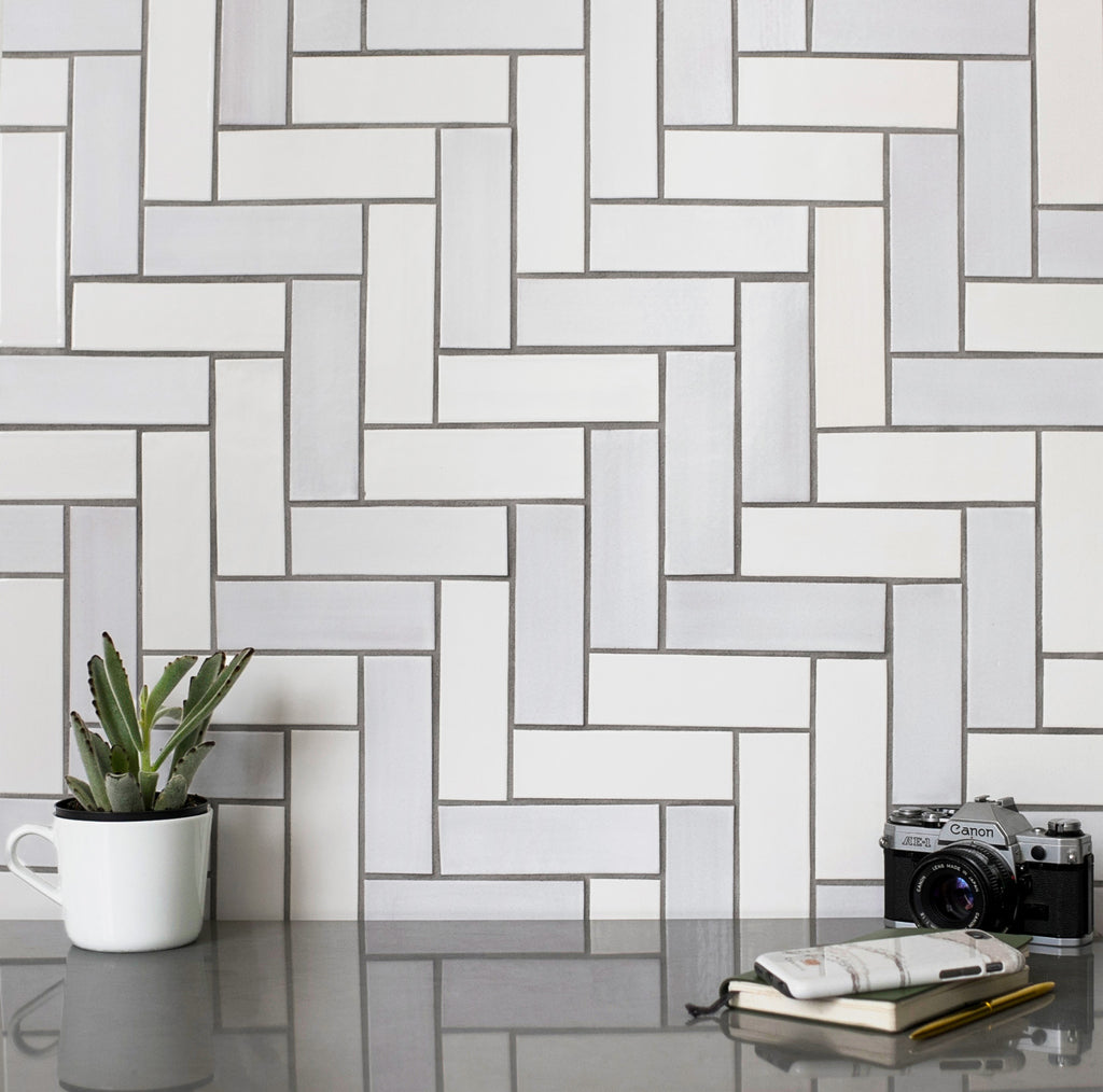 2x6 Herringbone Tile - 11 Deco White, 130 White
