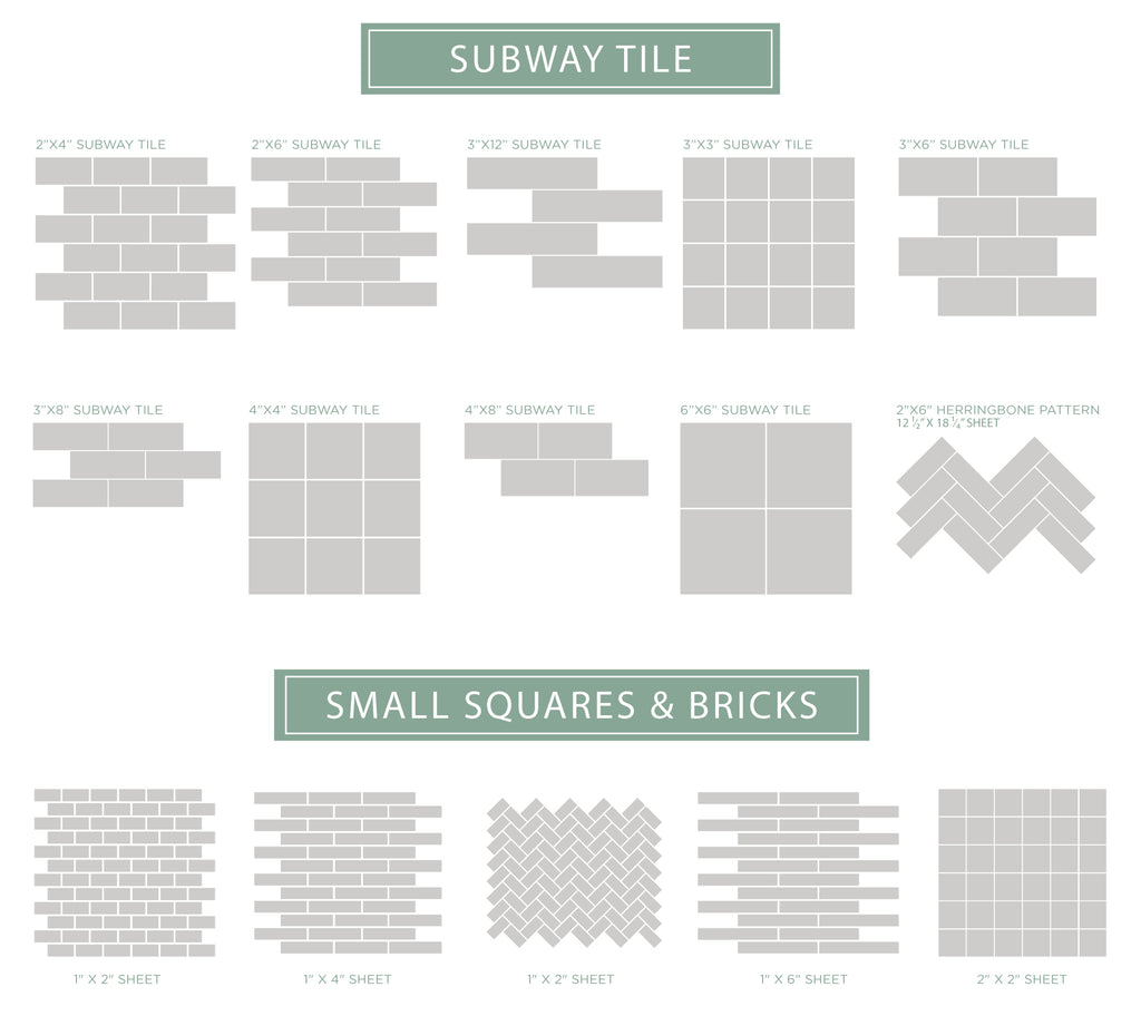 subway tile - small squares and bricks - how to select tile sizes