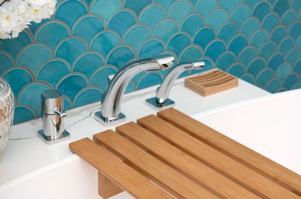 watery blue fish scale bathroom tile