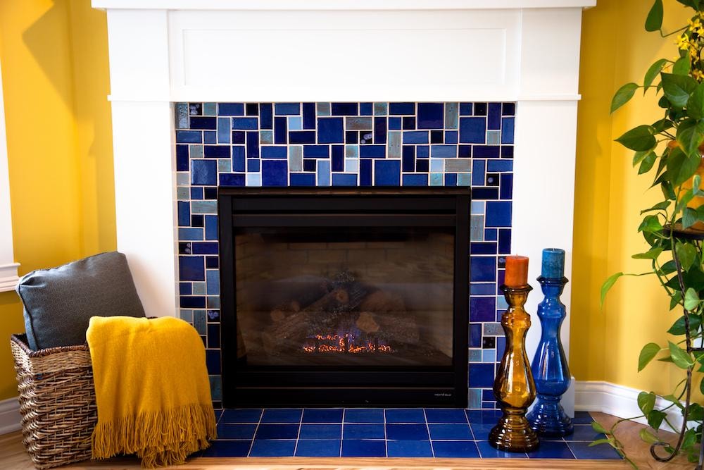 Blue Craftsman Fireplace