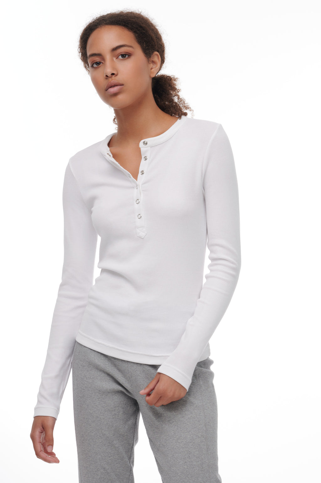 fitted henley long sleeve