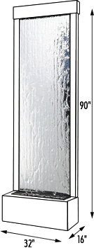 GF8SM 8 foot Gardenfall Stainless with Silver Mirror diagram