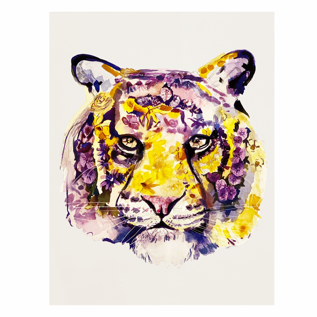 watercolor rainbow tiger