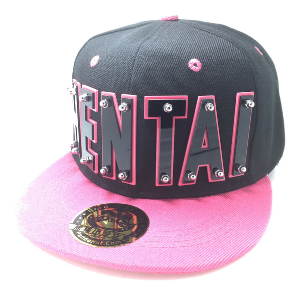 Hentai hat in black with pink brim.