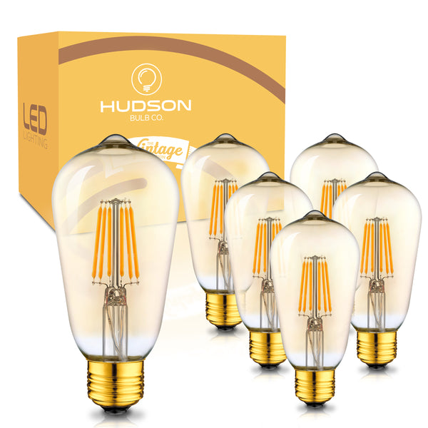 Amado Caso Wardian ensalada 6 Pack Dimmable LED Edison Bulbs - 2700K with Amber Tint – Hudson Bulb Co.