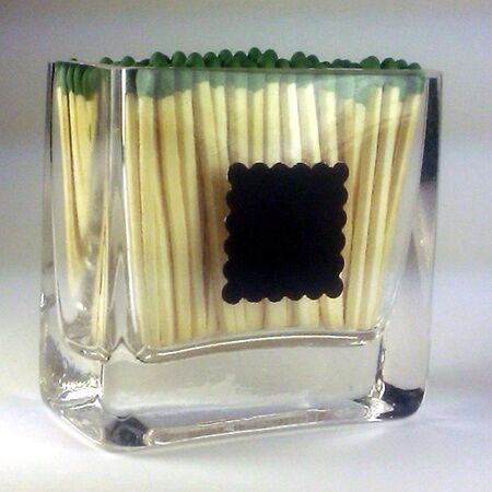 Rectangle mini vase glass match holder with scalloped square match striker