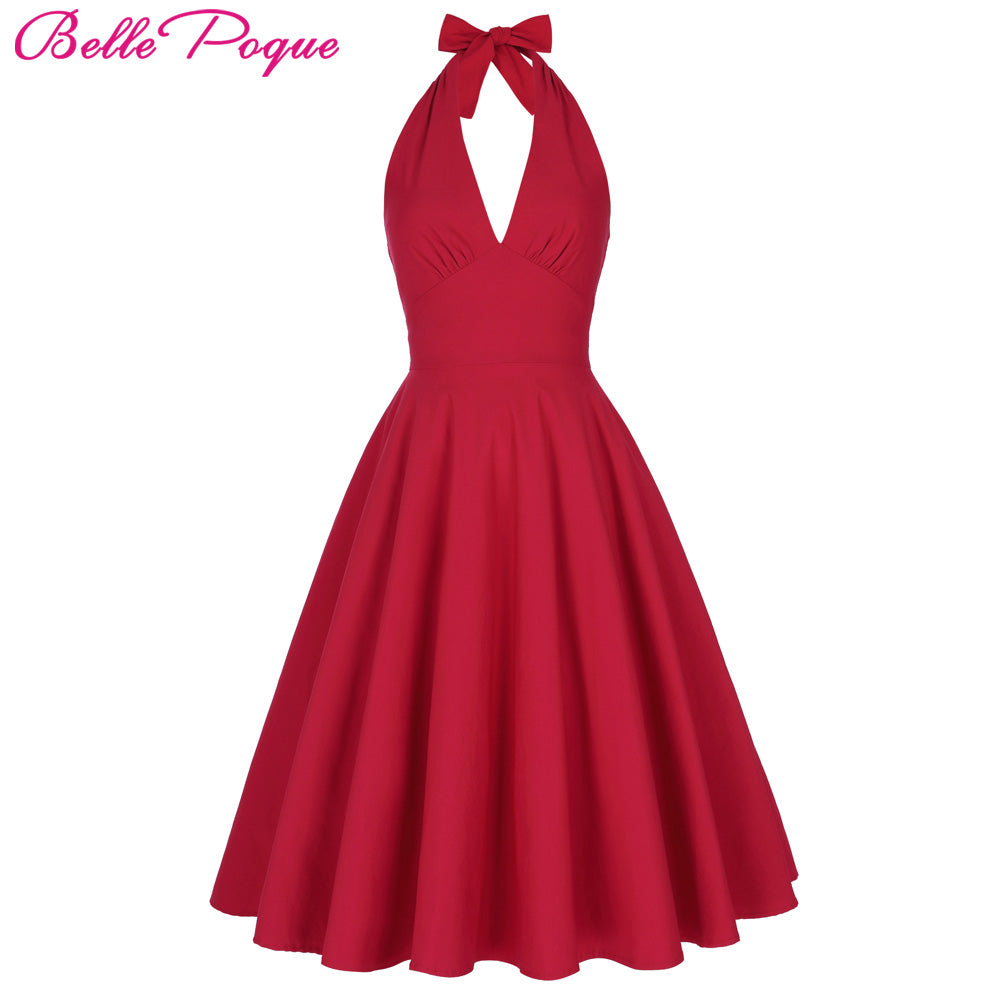 red halter dress casual