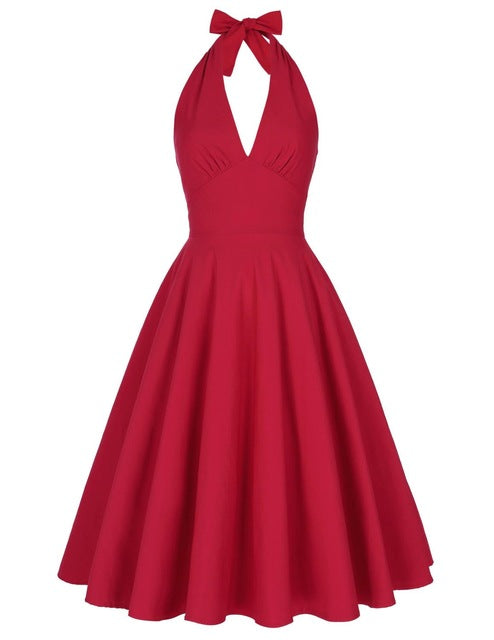 red vintage halter dress