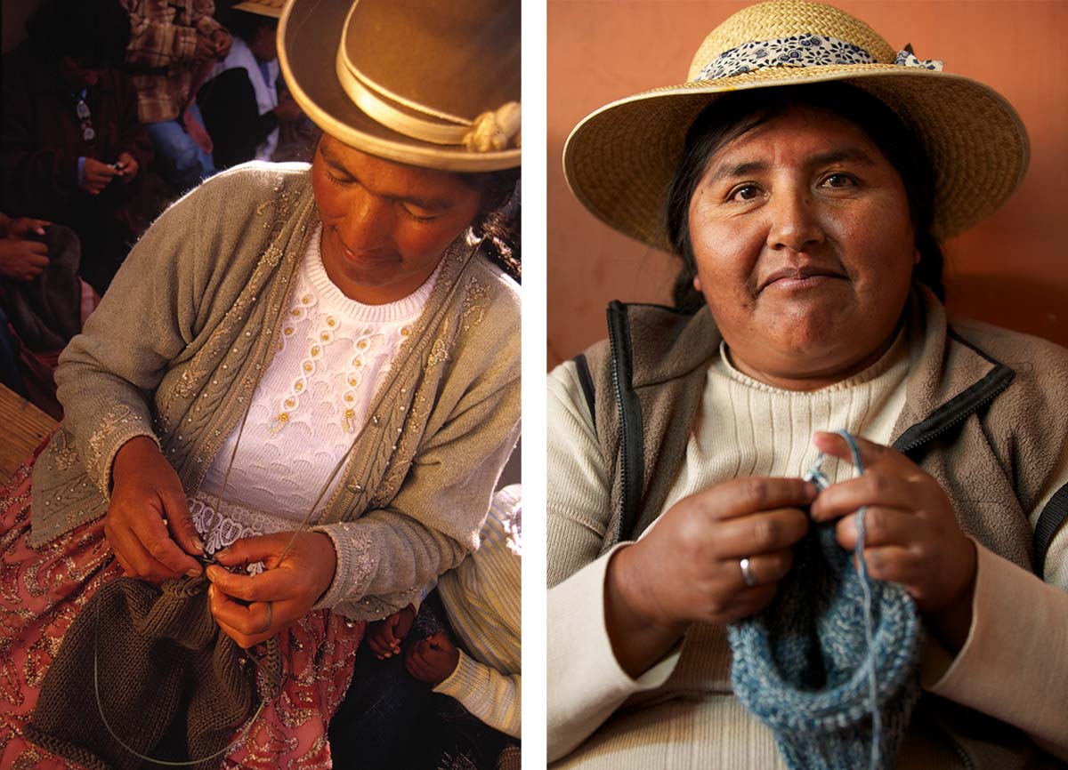 Fair trade artisans who handknit our sustainable fashion line in Peru