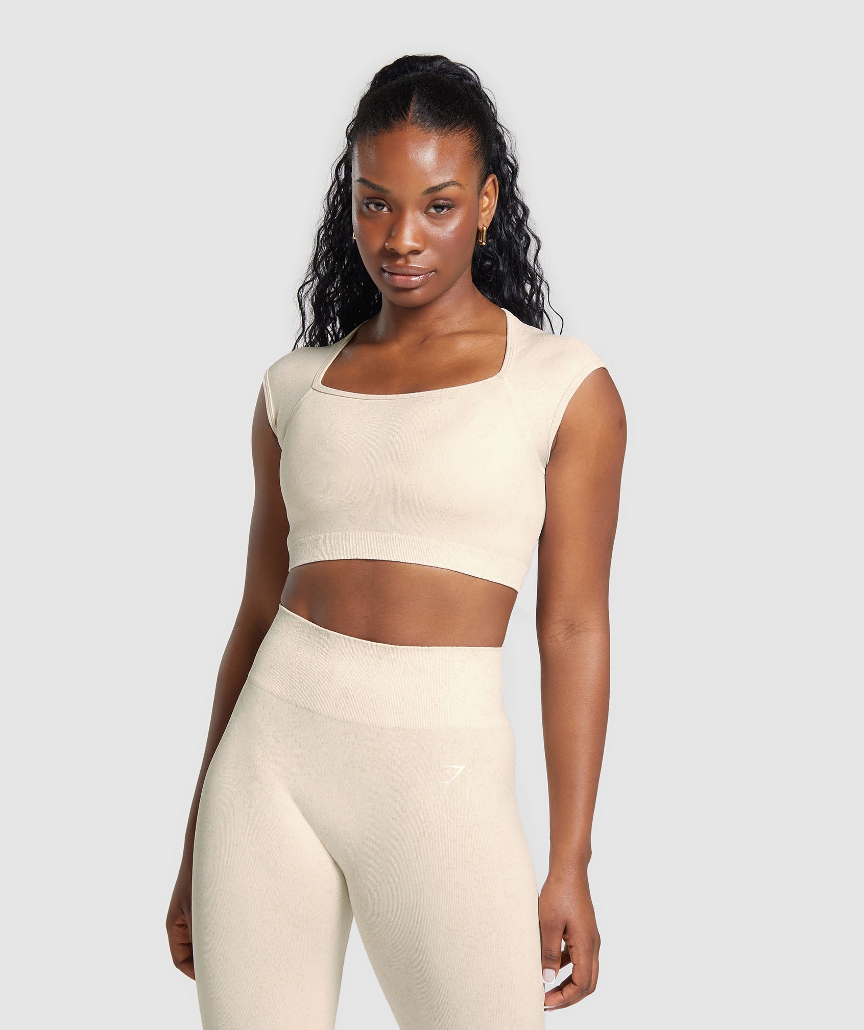 Gymshark Adapt Fleck Seamless Crop Top - Coconut White