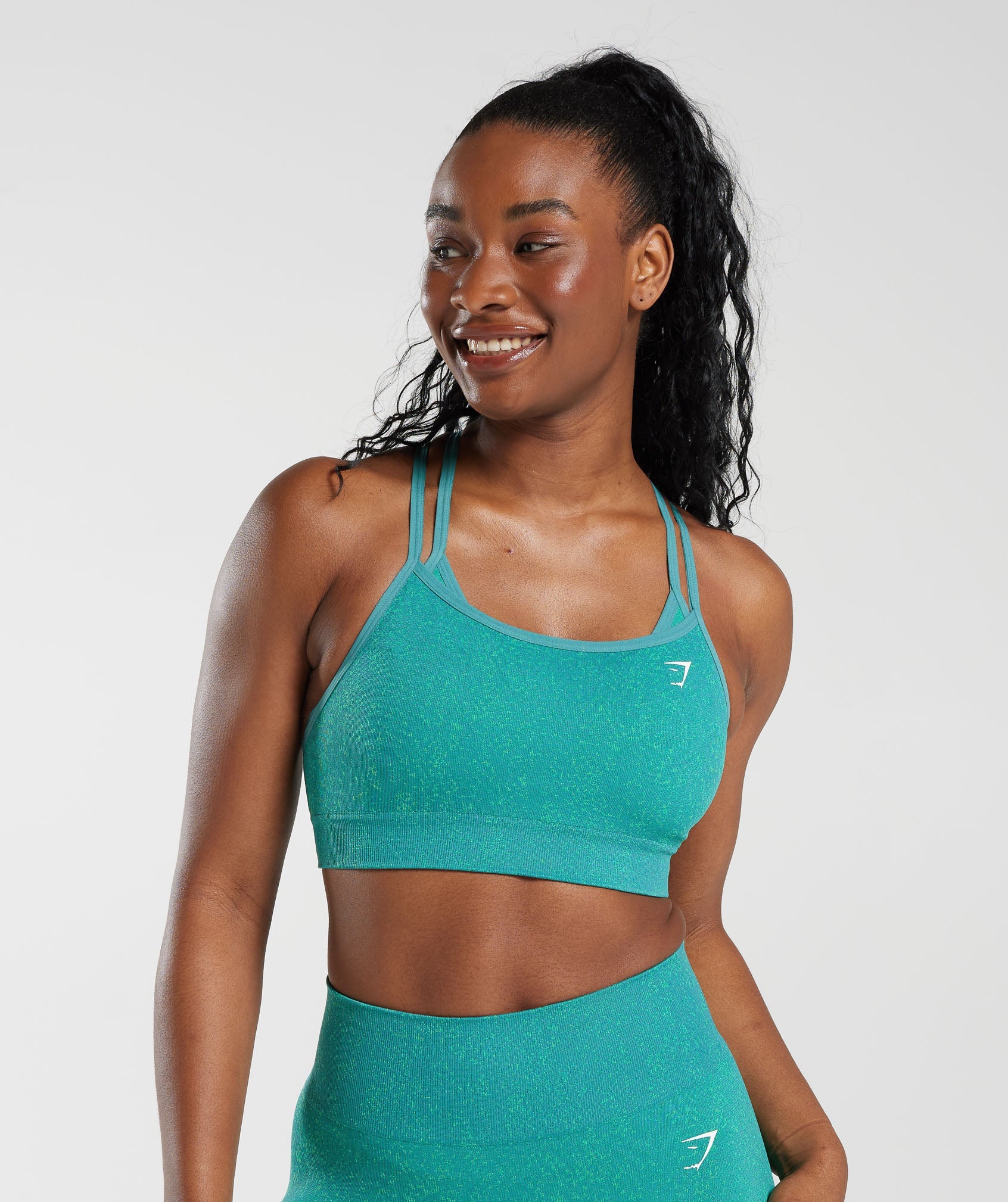 Gymshark Adapt Pattern Seamless Longline Bra - Forest Green/Rich Green -  Extra Extra Large