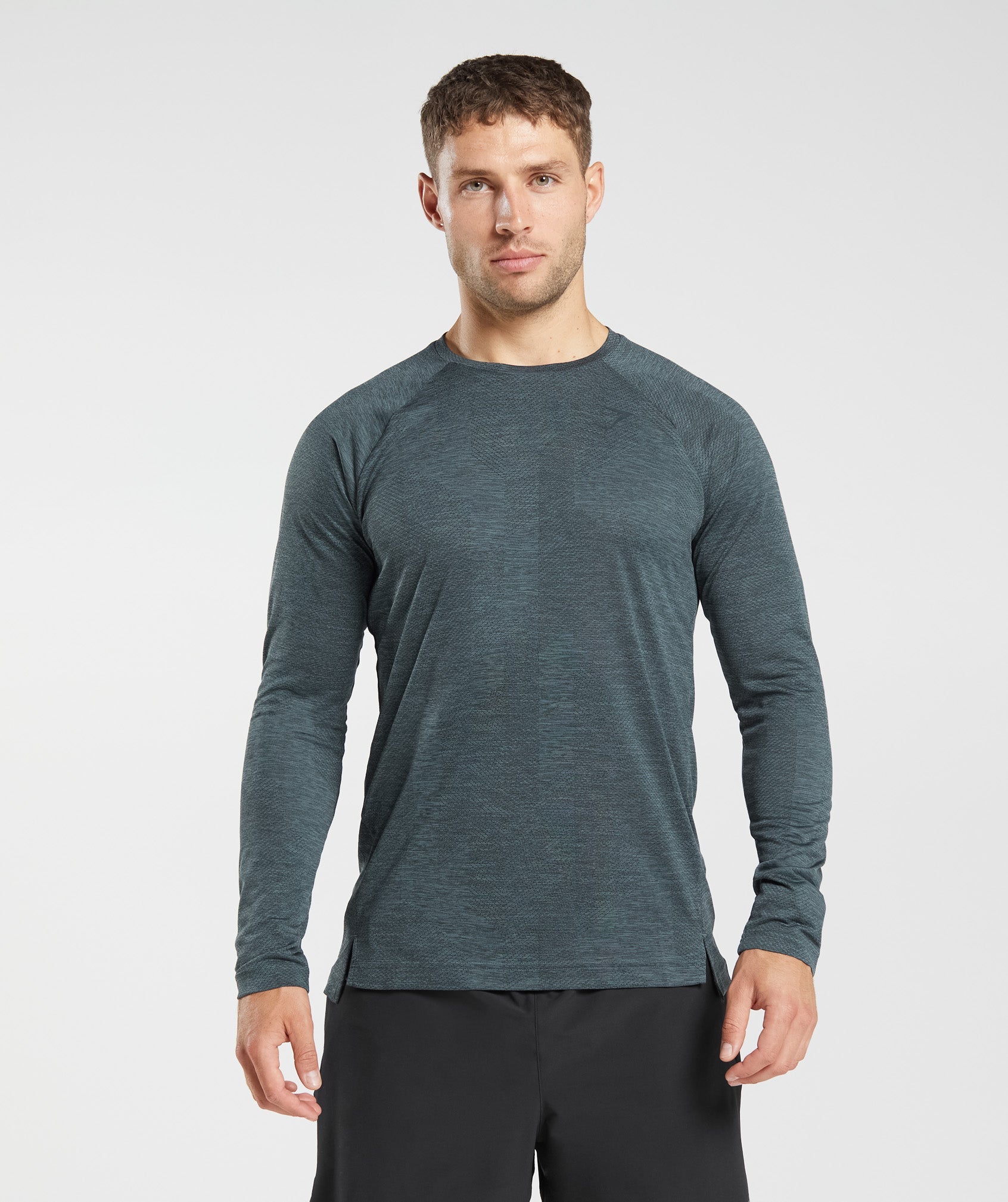 Gymshark Geo Seamless Long Sleeve T-Shirt - Pebble Grey/Cement