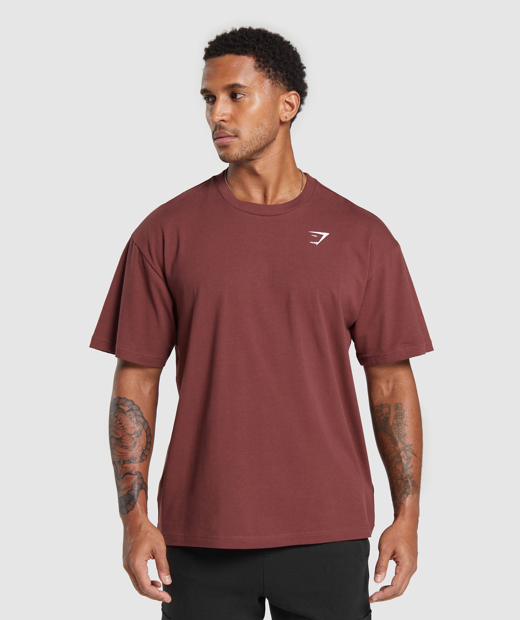 Gymshark Essential Oversized T-Shirt - Burgundy Brown