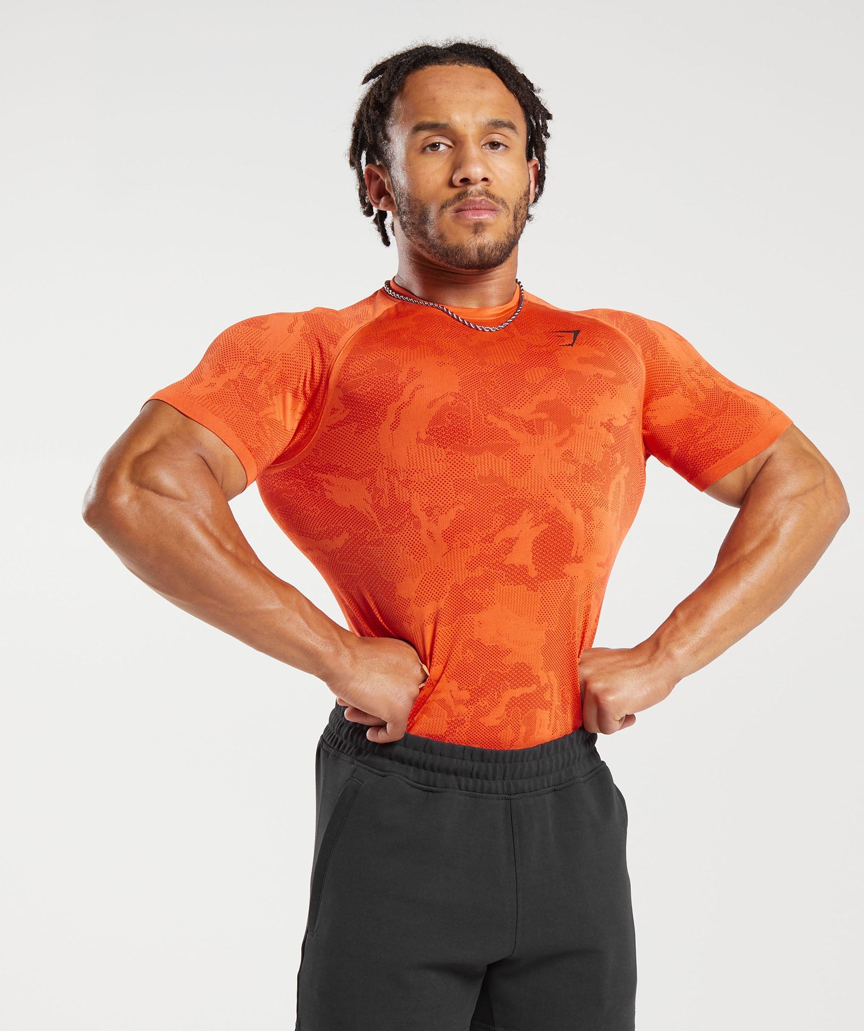 Gymshark Geo Seamless T-Shirt - Ignite Orange/Zesty Red