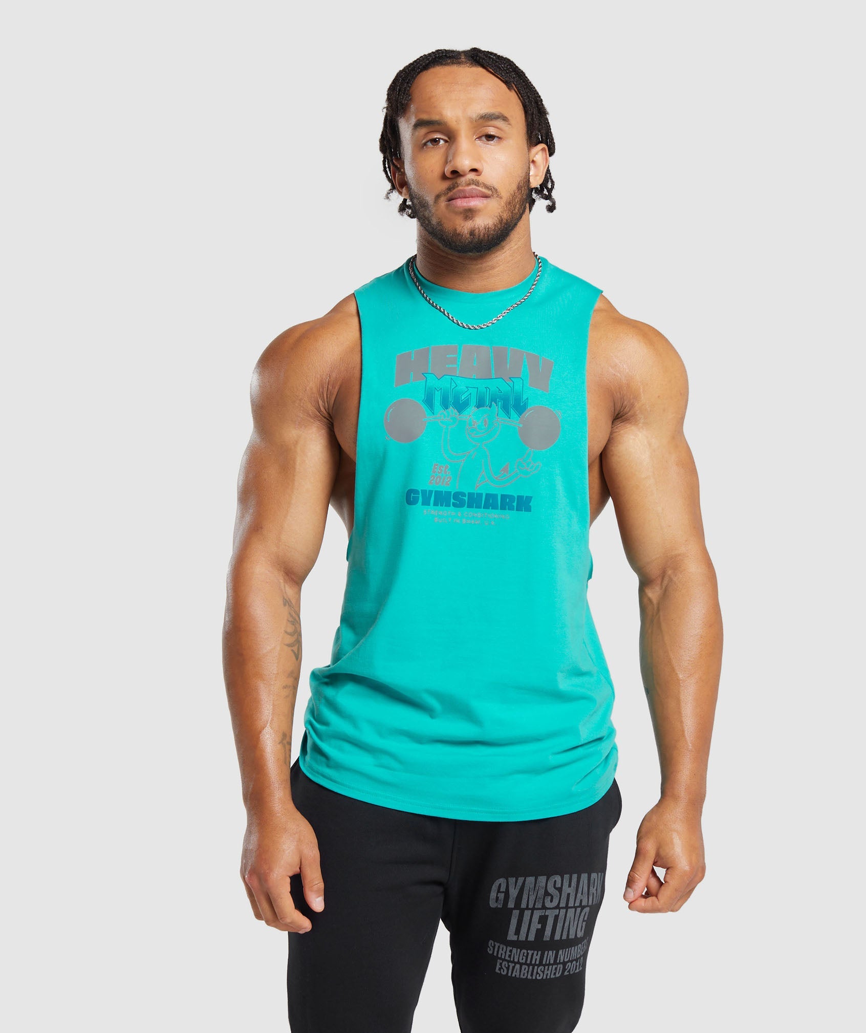 Gymshark Heavy Metal Drop Arm Tank - Blue