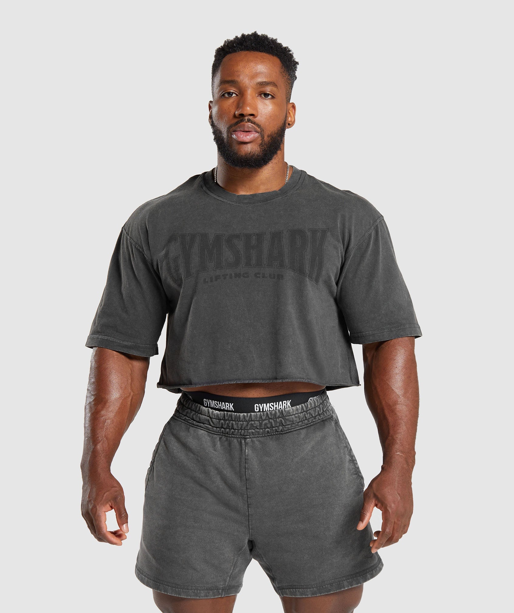 Gymshark Heritage Washed Crop T-Shirt - Onyx Grey