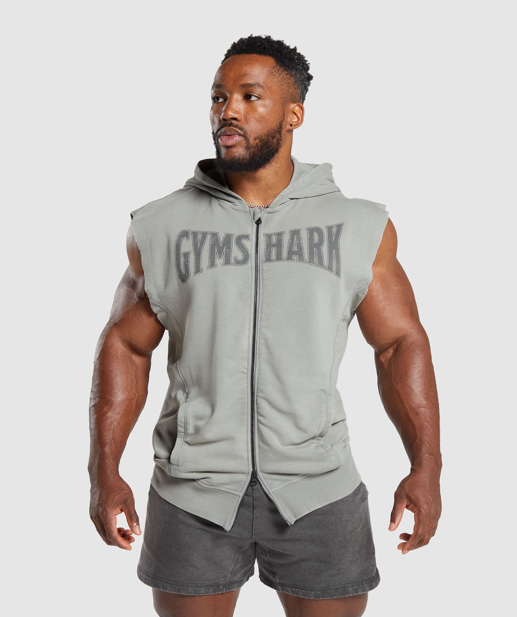 Heritage Washed Sleeveless Zip Hoodie