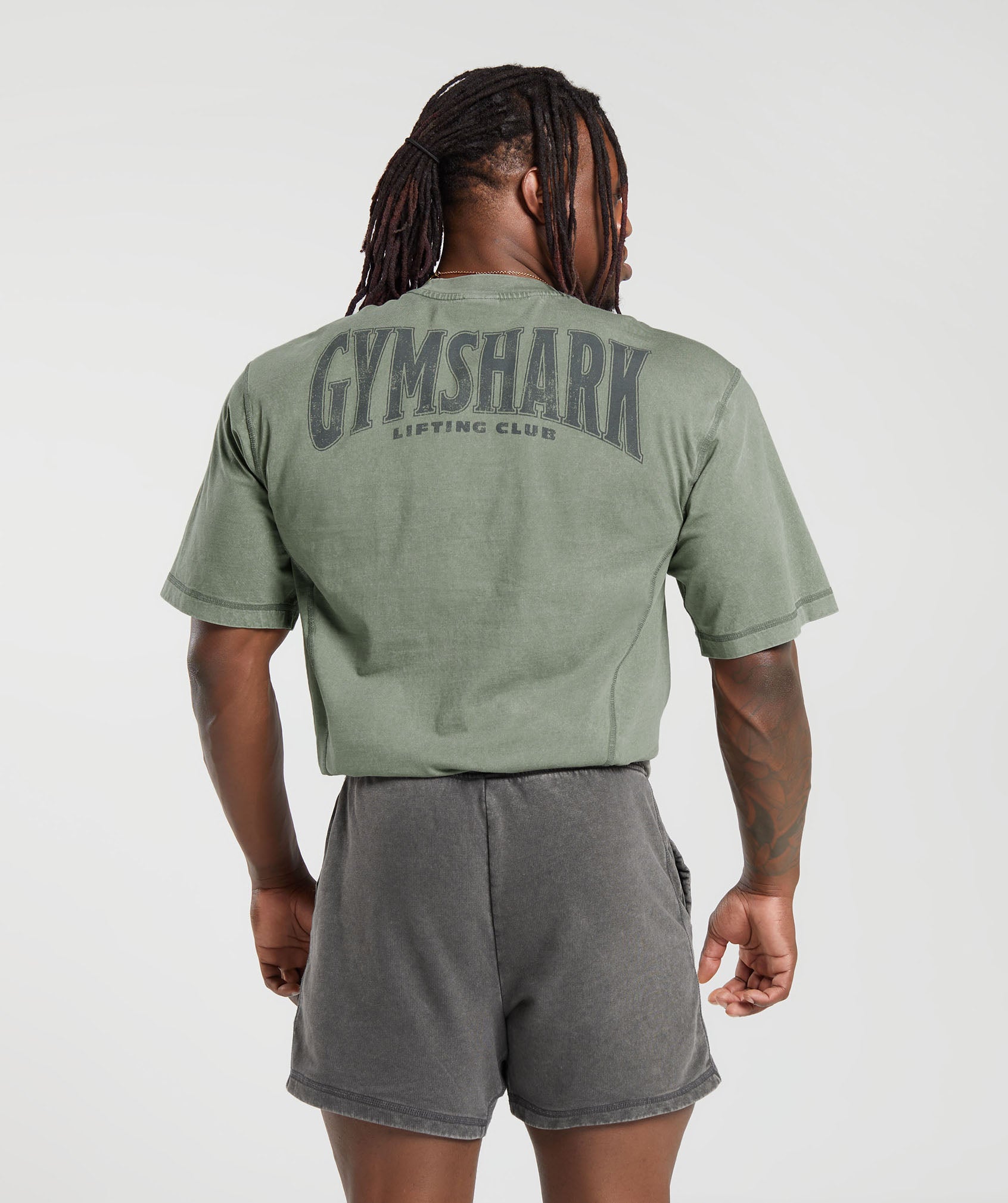 Gymshark Heritage Washed Short Sleeve Crew - Dusk Green