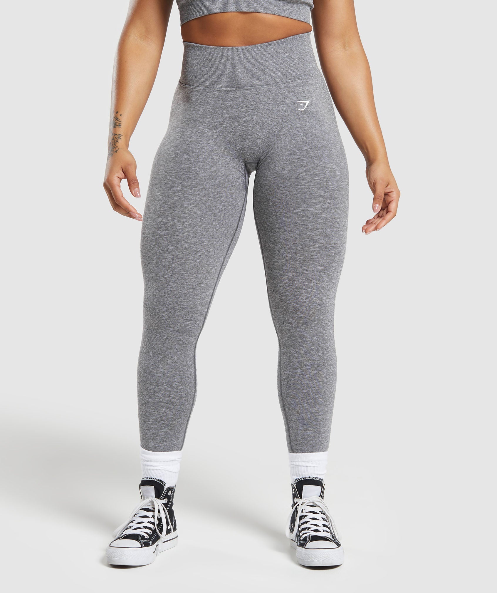 Gymshark Lift Contour Seamless Leggings - Brushed Grey/White Marl