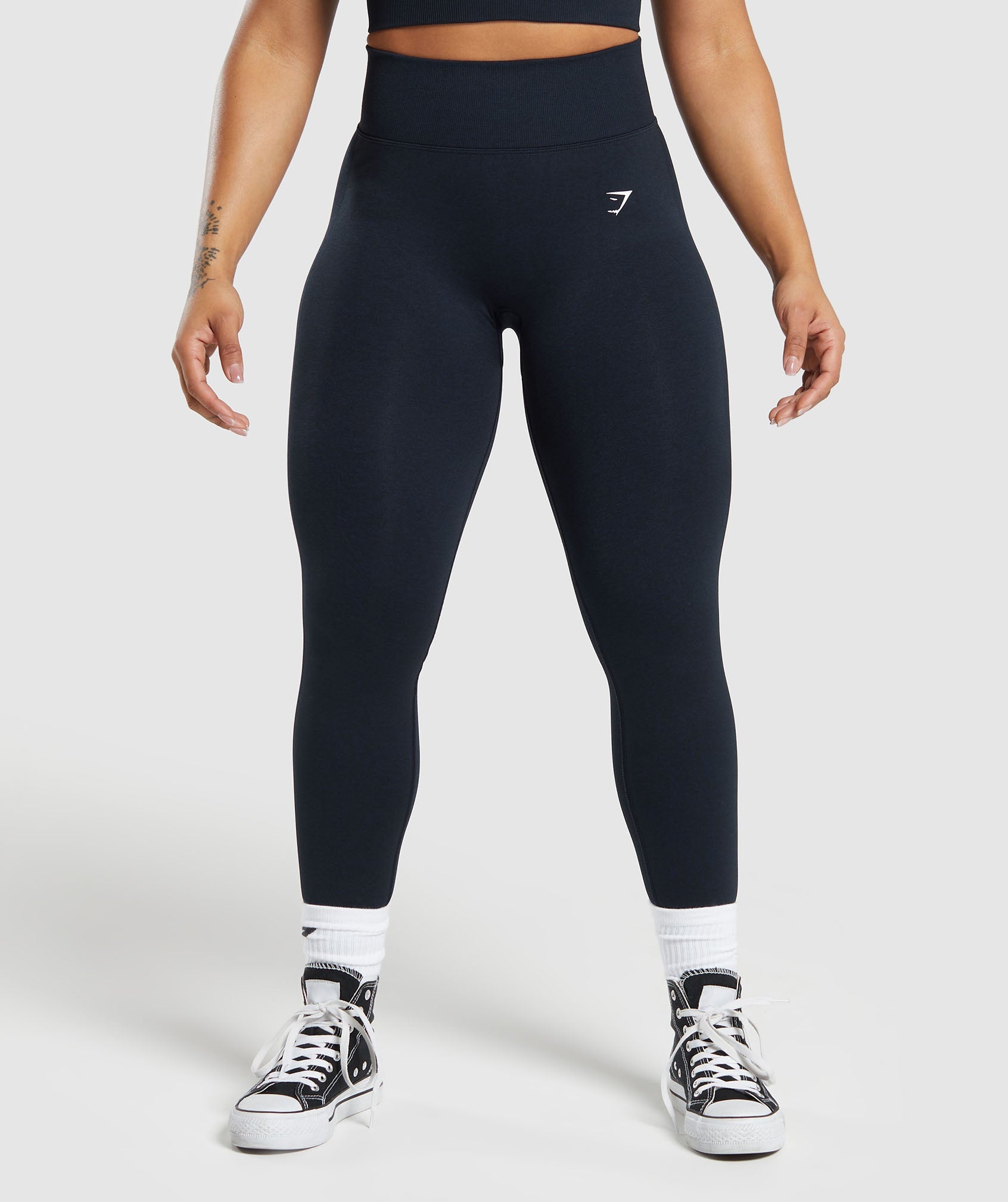 Gymshark Lift Contour Seamless Leggings - Midnight Blue/Black Marl