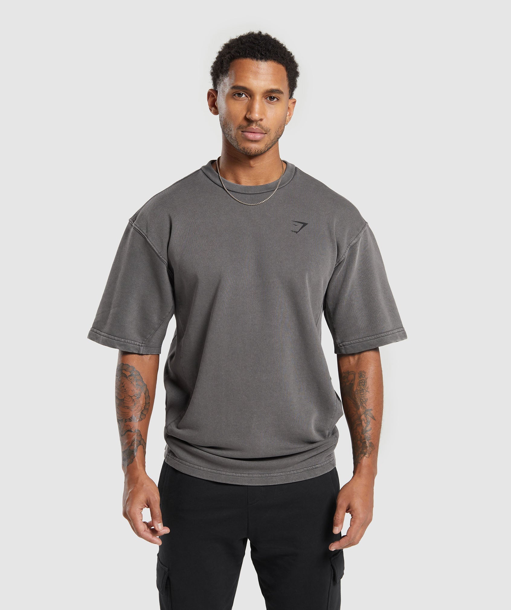 Gymshark Power Washed Short Sleeve Crew - Onyx Grey