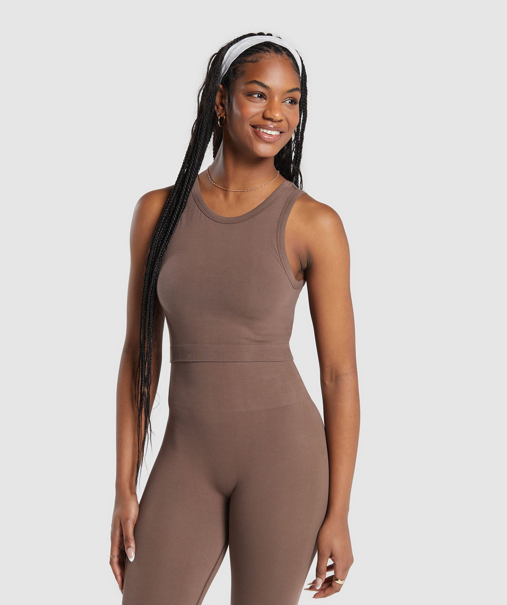 Gymshark Ribbed Cotton Seamless Body Fit Tank - Soft Brown