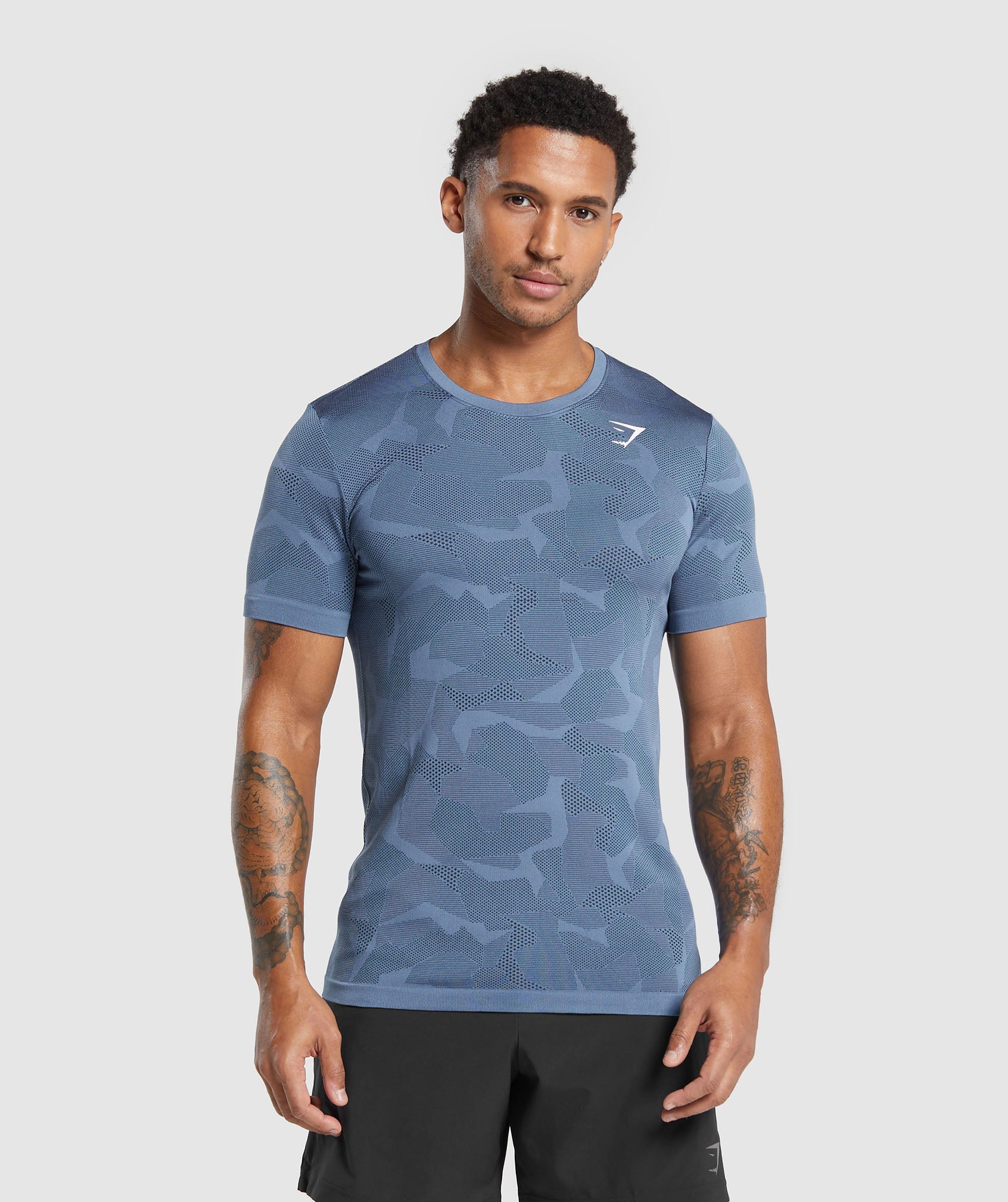 Gymshark Sport Seamless T-Shirt - Faded Blue/Black