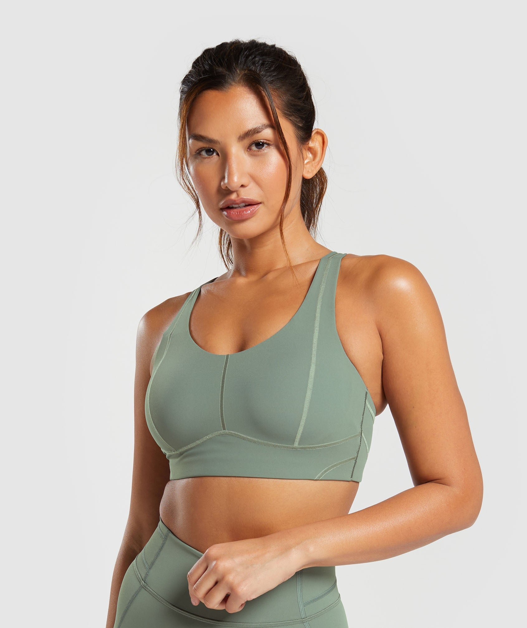 Gymshark Stitch Feature Sports Bra - Unit Green