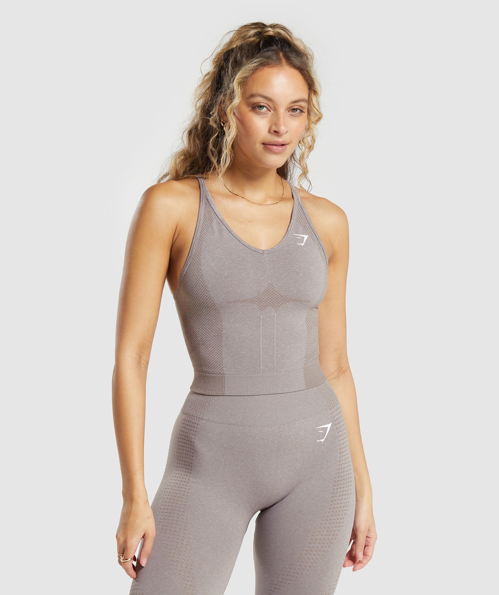 Gymshark Vital Seamless 2.0 Crop Top - Warm Taupe Marl