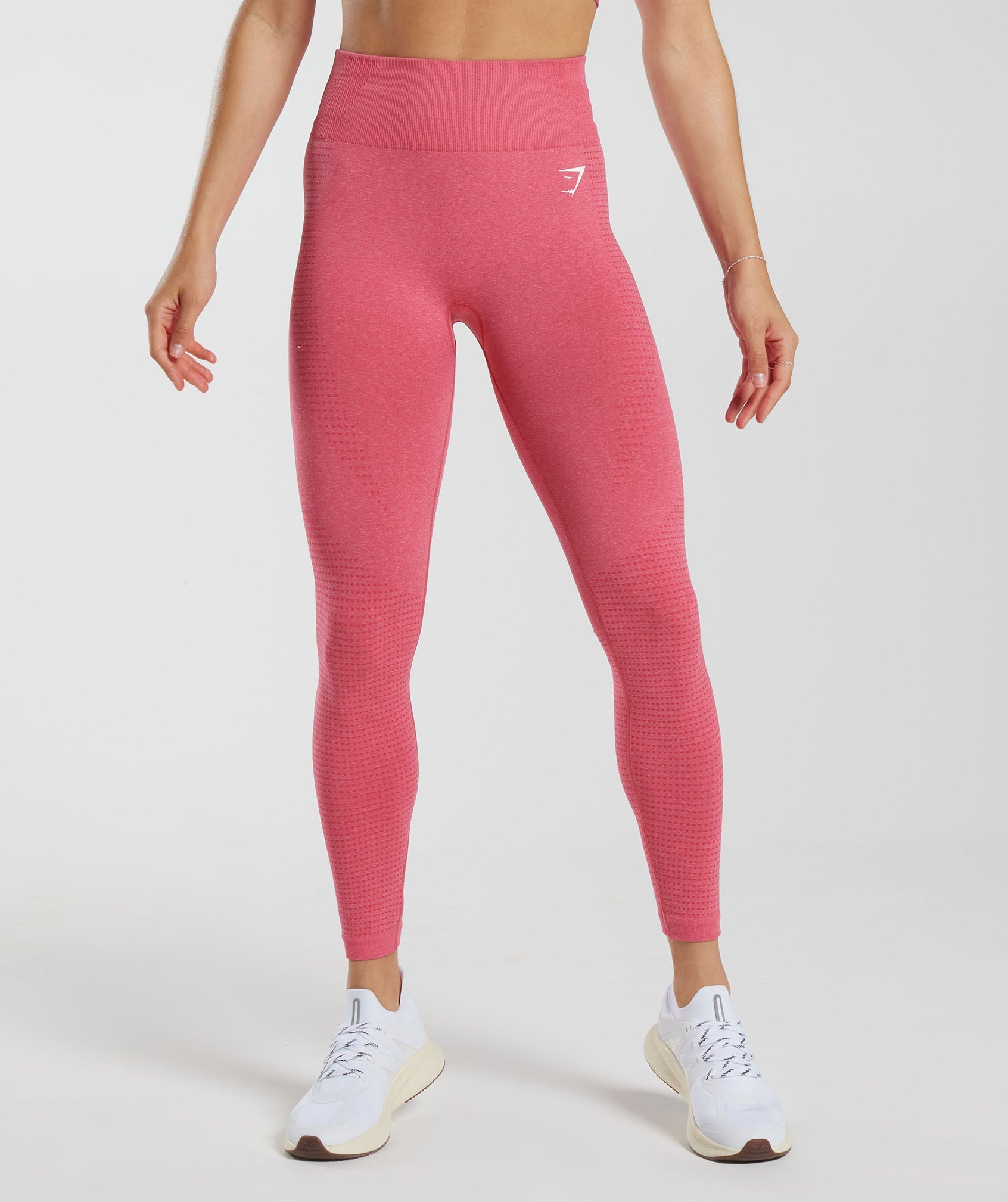 Seamless Pink Marl Leggings with Longsleeve Crop Top Sets TW2121