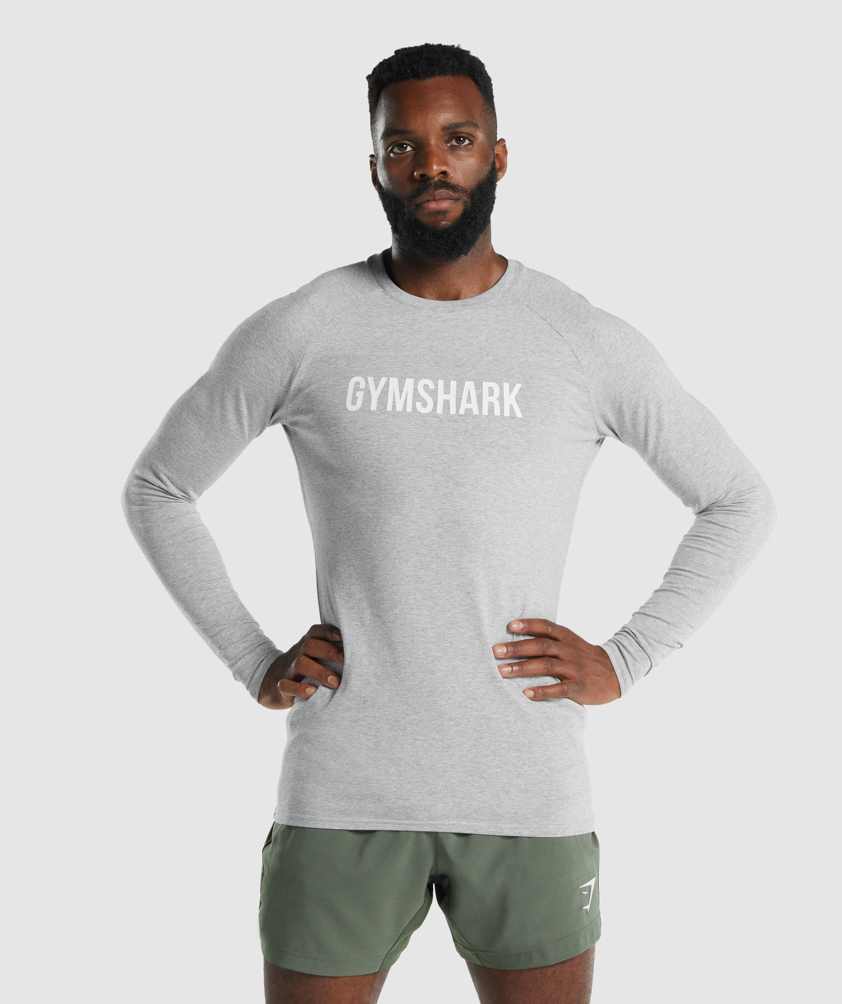 Gymshark Apex Long Sleeve T-Shirt - Light Grey/White