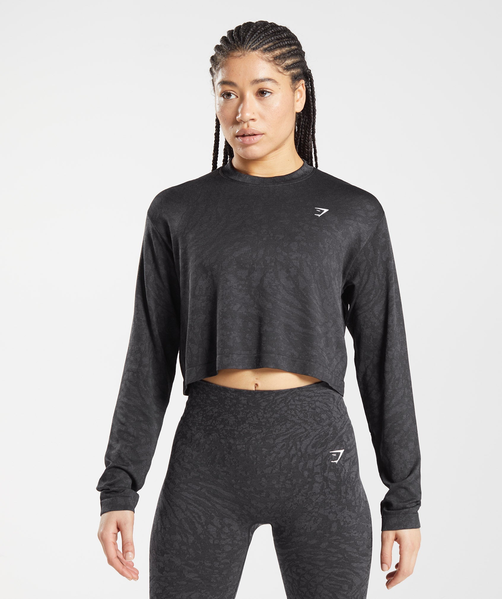 Gymshark Adapt Animal Seamless Long Sleeve Top - Wild, Black