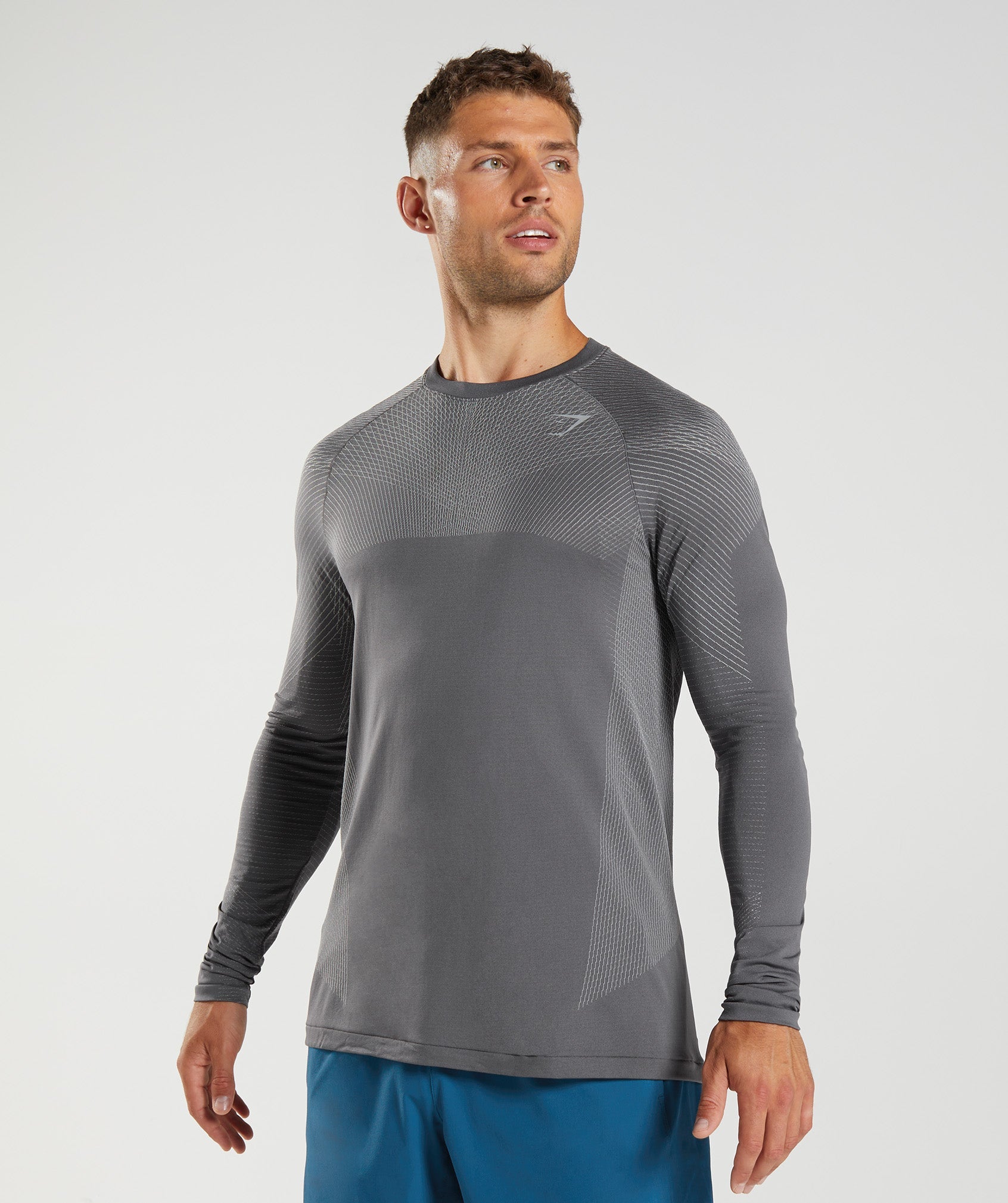 Gymshark Men's Medium Blue Legacy T Shirt Gym Athletic Long Sleeve