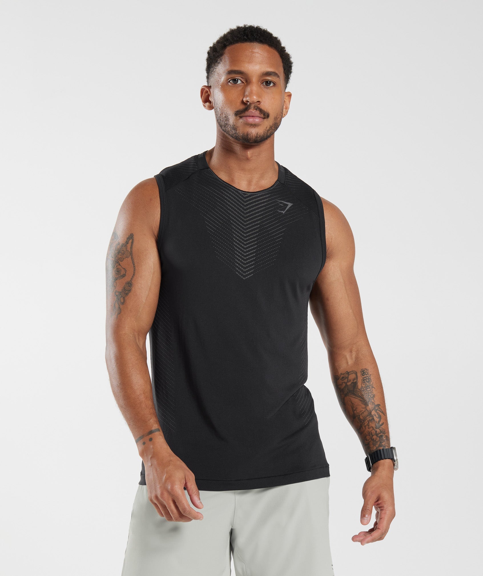 Gymshark Apex Seamless Tank - Black/Silhouette Grey