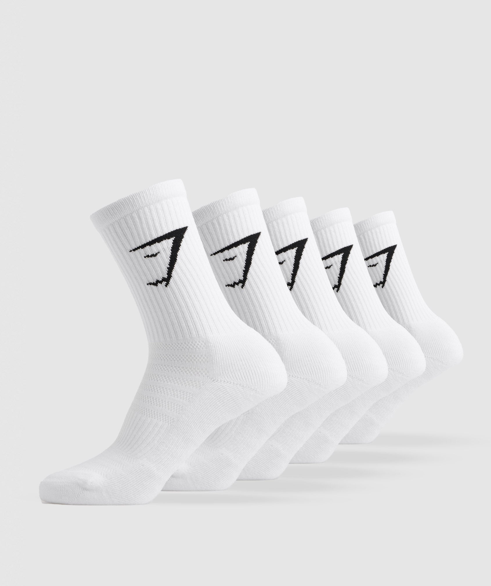 Gymshark Crew Socks 5pk - White/Black/Light Grey Marl