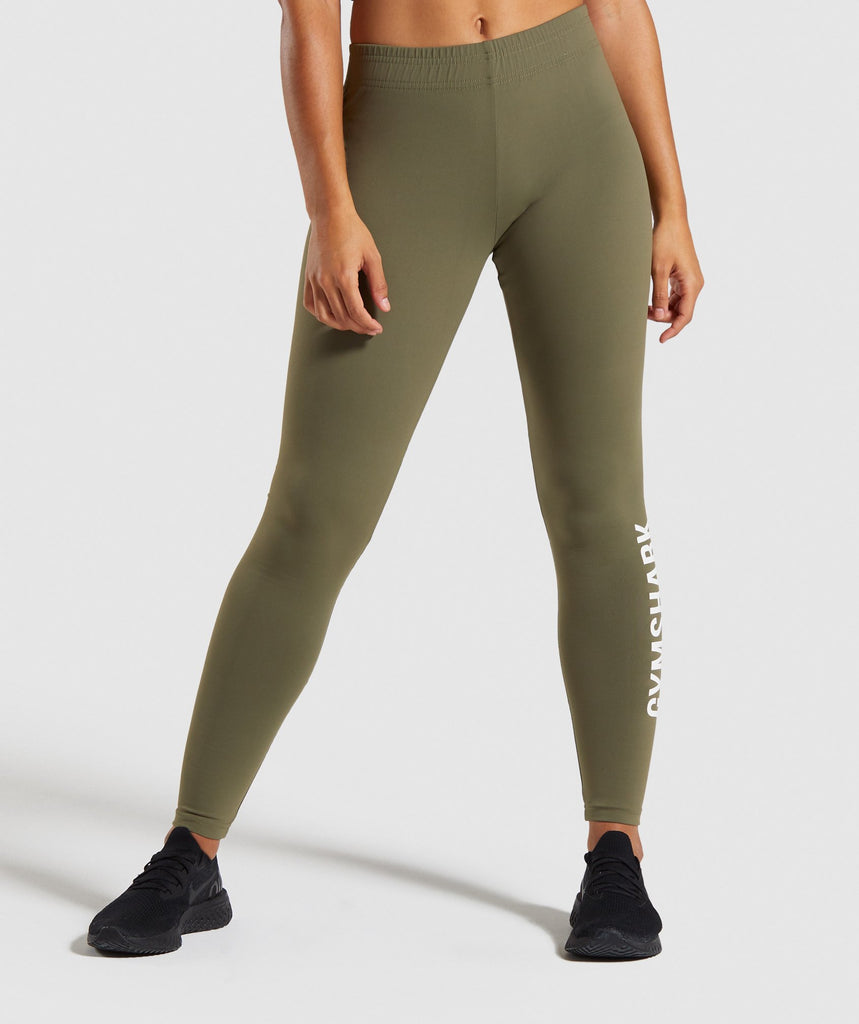 Khaki Running Leggings With  International Society of Precision Agriculture