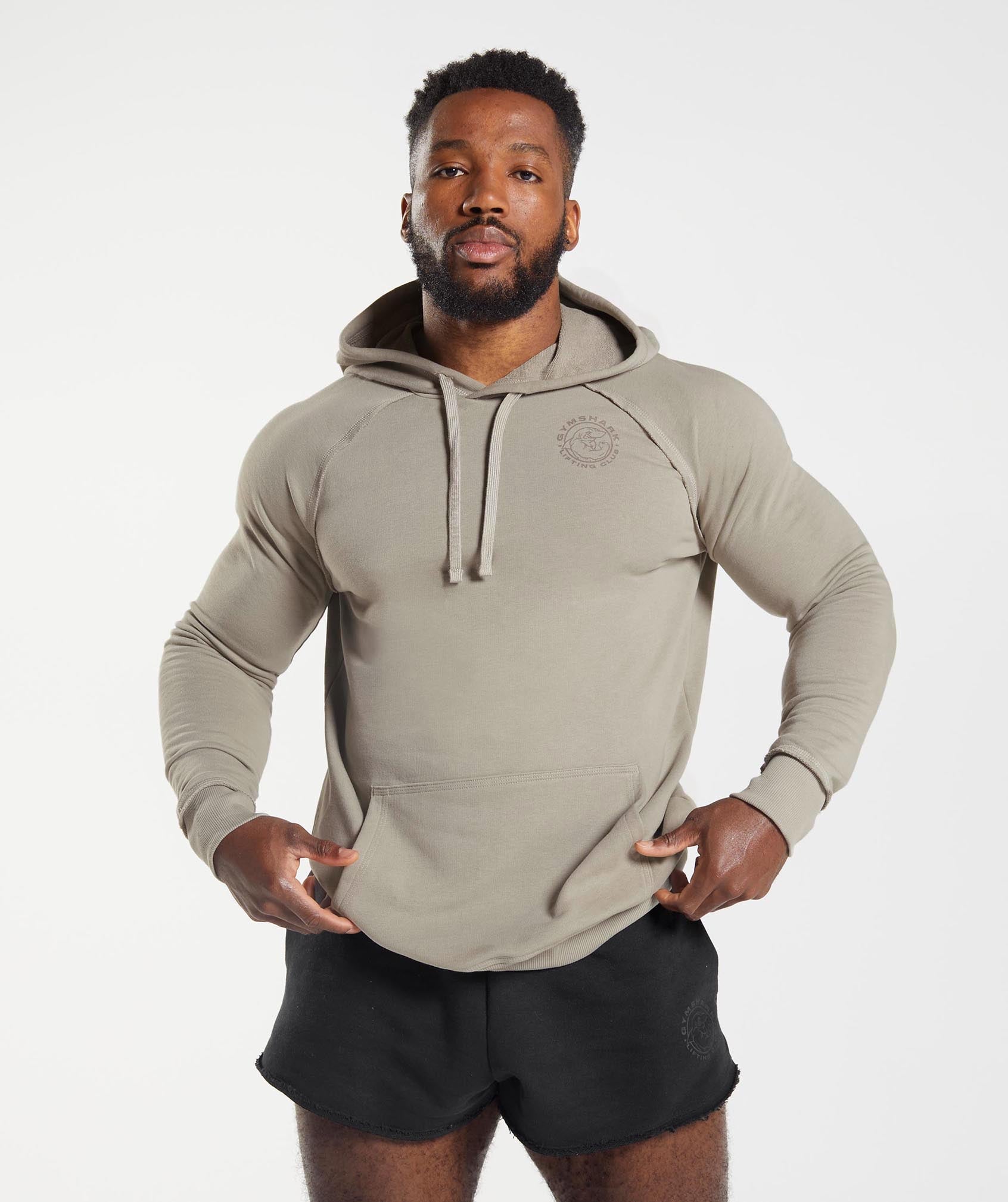 Gymshark Legacy Short Sleeve Crop Hoodie - Cement Brown